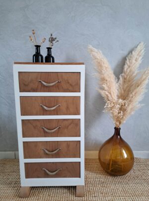 Chiffonier relooké bois et blanc