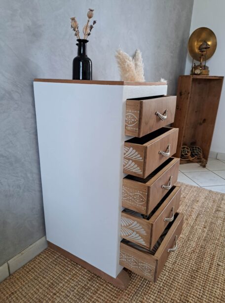 Chiffonier relooké bois et blanc